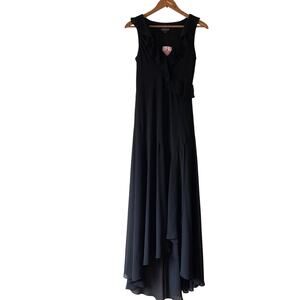 Xscape‎ Black Ruffled Sleeveless Tiered Maxi Dress 8 Dark Fairy Whimsigoth Hoco